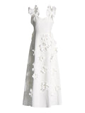 Elegant Famous Style Dress 2025 Spring Model High-End Splicing Three-Dimensional Flower Hanging Dress Women's Dress