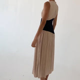 2024 Women's Clothing Folds Irregular Black Spliced Sleeveless Long Dress
