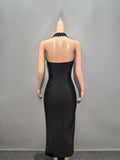 Element Hanging Neck Elastic Banding Dress Dinner Light Luxury High-End Evening Dress