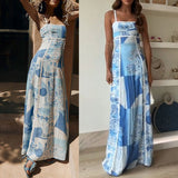 2024 New Sling-Print Dress INS Casual Holiday Loose Women's Dress HZ0628