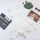 Luth's Same 2025 Women's New Folded Wood Ear Short Sleeves To The Waist Thin Cake Dress Under The Hem Skirt
