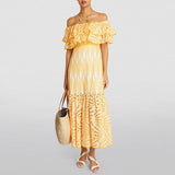 Summer Australian Niche Tide Brand Goddess Word To Lead The Lotus Leaf Side Embroidery Hollow Big Fairy Gas Holiday Dress