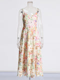 Sexy Hottie Style 2025 Summer New Lace Embroidery Print Waist Long Sling Dress Women's Dress