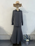 And Casual Long-Sleeved Shirt Tight Waist Dress Two Sets Of Women's New Summer 2024 Summer New Thin Set