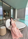 High-End Fluttering Ribbon Wiggle Mesh Patched Tset Dress Women's Holiday Birthday Party Evening Dress