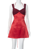 Women's Spring And Summer New Hanging Neck Tie With Bare Backpack Vacation Dress Woman DJPT