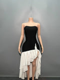 Black And White Bumpy Brae With Dressing Temperament Dinner High-End Light Evening Dress
