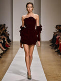 Walking Show Famous Lady Dress Woman 2025 Spring New Heavy Industry Velvet Three-Dimensional Flowers Breast Small Dress