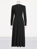 Famous Style Dress 2025 Summer New Round Collar Knitted Waist Solid Color Dress Woman