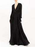 Spring And Summer Fashion Sexy Deep V Collar Silk Silky Swash Generous Temperament Dress Dress