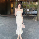 Dress Dress Summer Women's Sexy Temperament Long Shoulder Fishtail Repair Corset Dress