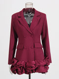 Fresh Sweet Style Suit Dress 2025 Summer New V-Neck Double Buckle Lotus Leaf Side Splicing Dress Woman