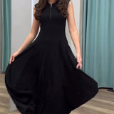 New 2024 Light Wind Style Waist Temperament Retro Comfortable Sleeveless Long Skirt