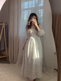 New Broken Flower Fairy Intellectual Wind Waist Side Tie With Long Dress