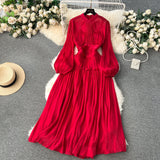 A line Scoop Long Sleeves Red Holiday Dresses Women's Dress SD1286