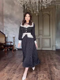 Summer New Lace Doll Collar Body-Point Printing Dress