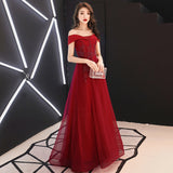 Evening Dress 2025 Spring Shoulder Birthday Dinner Party Host Art Examination Dress Woman