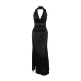Autumn 2025 New Fashion Style Sexy Deep V Collar Hanging Back With A Ribbon Dress DJPT