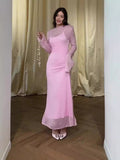 Women's Clothing In The Autumn Of 2024 Solid Color Round Collars Thin Slings Long Skirts Two Sets