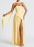 2025 New Solid Color Sleeveless Chest Open-Back Splicing Dress