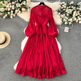 A line Scoop Long Sleeves Red Holiday Dresses Women's Dress SD1286