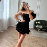 New Women's Dress Lotus Leaf Ribs Tidal Boobs