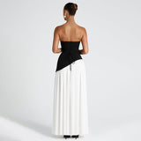 2025 New Solid Color Sleeveless Chest Open-Back Splicing Dress