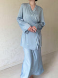 Autumn New Fashion Temperament Long-Sleeved Printed Set Of Vertiny V-Dressed