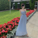 Fairy Design Feeling Blue Pure Lust Wind Beach Holiday Bare Back To Show Thin Skirt Slings