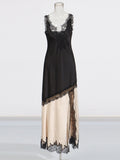 Famous Style Retro Dress 2025 Summer New Sling Lace Splicing Hollow Design Dress Dress Dress