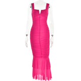 Spring And Summer Slings Splicing Dress Stylish Sexy Tatry Folded Fishtail FD9738 HZ0628
