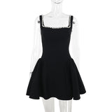 Spring 2025 New Short Skirt Famous Style Temperament Sexy Body Pearl Square Sling A Skirt DJPT