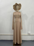 2024 New Court Feng Sleeve Dress With Half-High Collar Long-Sleeved Dress