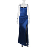 Autumn 2025 New Sexy Dress Temperament Folding Slings Open Fork Dress Woman DJPT