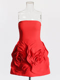 Wind Brao A-Shaped Dress 2025 Spring New Party Dress Three-Dimensional Rose Big Flowers Splicing Dress Dress Woman