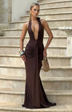 Women's Summer New Solid Color Hanging Neck Sleeveless Back Sexy Dress Woman DJPT