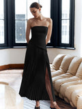 2025 New Solid Color Sleeveless Chest Open-Back Splicing Dress