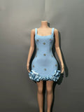 Summer Sling Studded Ass Evening Dress Sexy Body Repair Niche Design With A Bandage Dress
