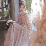 Examination Evening Dress Female Banquet Temperament Light Luxury Small High-End Atmospheric Host Tuxing Performance Dress High Sense