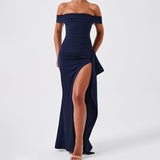 Summer New Shoulder-Opened Women's Temperament Evening Dress Dress HZ0628