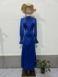 Autumn New Folding Belt Design Court Style Dress