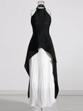 Temperament Elegant Wind 2025 Spring New Fashion Sleeveless Hanging Neck Top + Folded Skirt Suit Woman