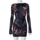 Women's Fashion Positioning Print Long-Sleeved Ass Short Skirt DJPT