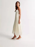 Summer New Sexy Fashion High-Funny Pressed Solid Color Suspension Dress