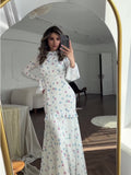 2024 Gentle Wind Small Fresh Flowers And Leaves Long Dress