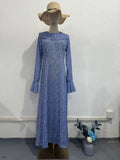 White-Wave Dot Splicing Lotus Leaf Sleeve Doll Collar Sweet Long Sleeve Thin Small Dress
