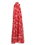 Printed Holiday Dress 2025 Summer Show Back New Hanging Neck Sleeveless Swing Leaves Side Dress Woman