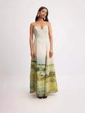 Summer New Elegant Sleeveless Temperament Print Belt Sling Dress