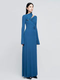 2025 High-Senior Elegance Aneled Collared Metallic Trim Folded Dress Dress Dress Dress