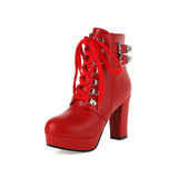 Size Size Women's Shoes Women's Boots Coarse Heel High Heel Short Boots Lace Martin Boots Autumn And Winter Women's Boots High Quality Shoes